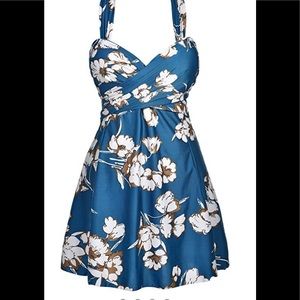 Blue floral swim suit plus size 3xl / 16-18